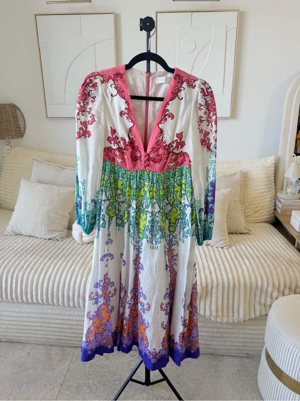 Zimmermann Multicolor Paisley Print Midi Dress – Size 0P